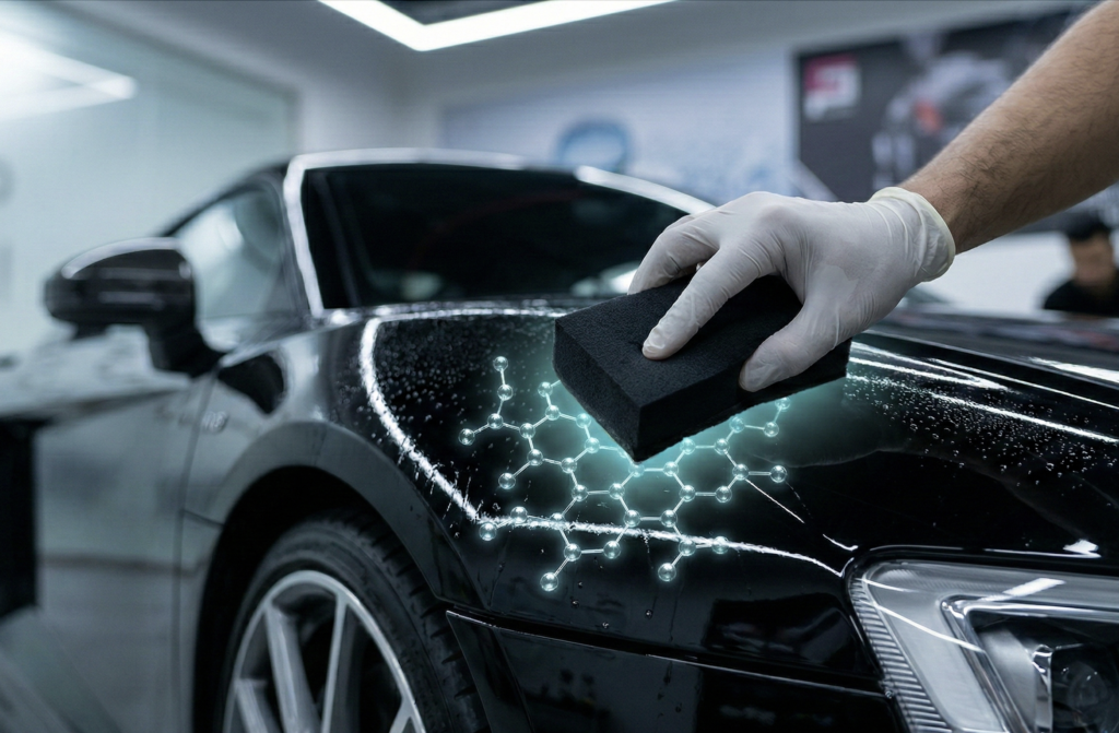 تطبيق طبقة النانو سيراميك لحماية طلاء السيارة في Velario Auto Care